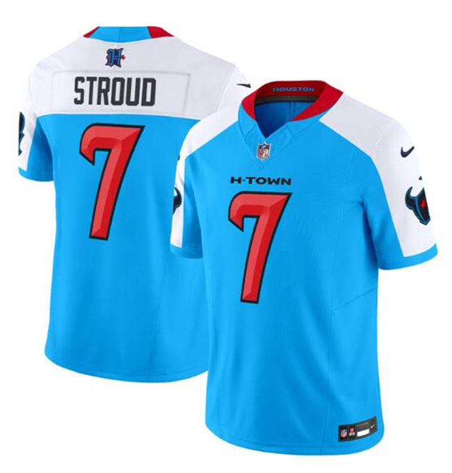 Men's Houston Texans #7 C.J. Stroud Blue/White F.U.S.E. Vapor Limited Stitched Jersey Men's Houston Texans #7 C.J. Stroud Blue/White F.U.S.E. Vapor Limited Stitched Jersey